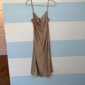 Mura boutique satin gold/tan midi dress